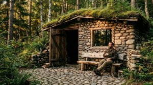 Строительство каменной землянки 🏠 в лесу в одиночку | От начала до конца