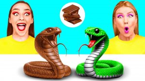 Челлендж. Шоколадная Еда vs Настоящая еда # Сумасшедшие Кулинарные Идеи от DaZaZa Challenge