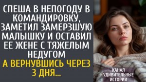 Истории из жизни Спеша в непогоду в командировку, заметил замерзшую малышку и оставил жене с тяжелым