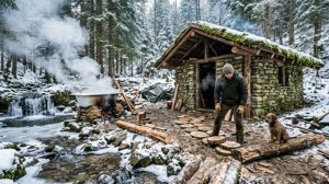 30 дней в одиночестве: строительство уютного домика 🏠 из камня и мха, самодельная купель и щенок