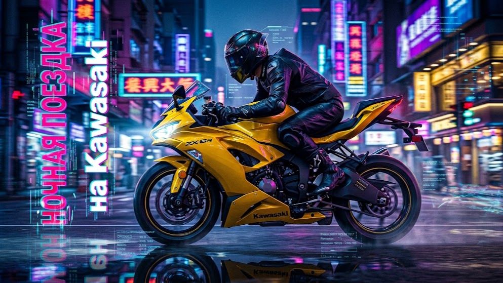НОЧНАЯ ПОЕЗДКА на Kawasaki по пустому городу! 🌃🔥 Чистый рев мотора БЕЗ МУЗЫКИ 🏍💨