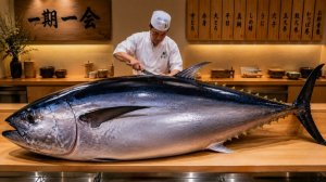 Внутри японского рынка морепродуктов - мастерство разделки гигантского синего тунца