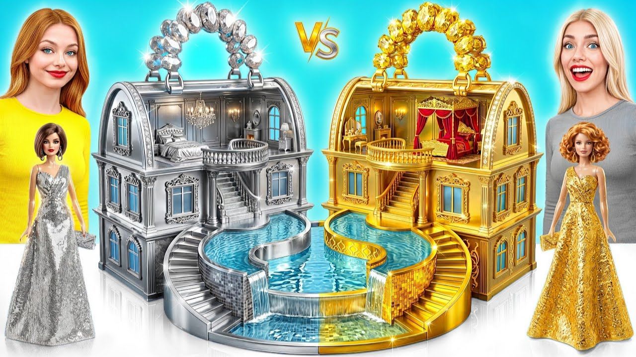 Строим Удивительный Кукольный Домик Золотой Vs Серебряный Челлендж # Креативные Лайфхаки Для Де