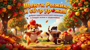 🐶🍎 Щенок Рыжик и сбор урожая — добрая аудиосказка для малышей о плодах осени и трудолюбии ✨🍂