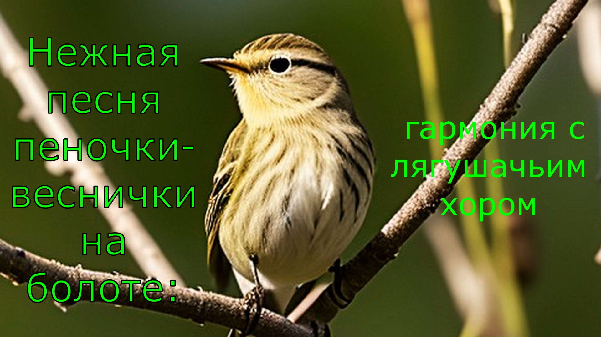 Нежная песня Пеночки‑веснички на болоте: гармония с лягушачьим хором