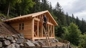 Строительство бесплатного дома 🏠 для выживания в глухом лесу (бушкрафт) | От начала до конца