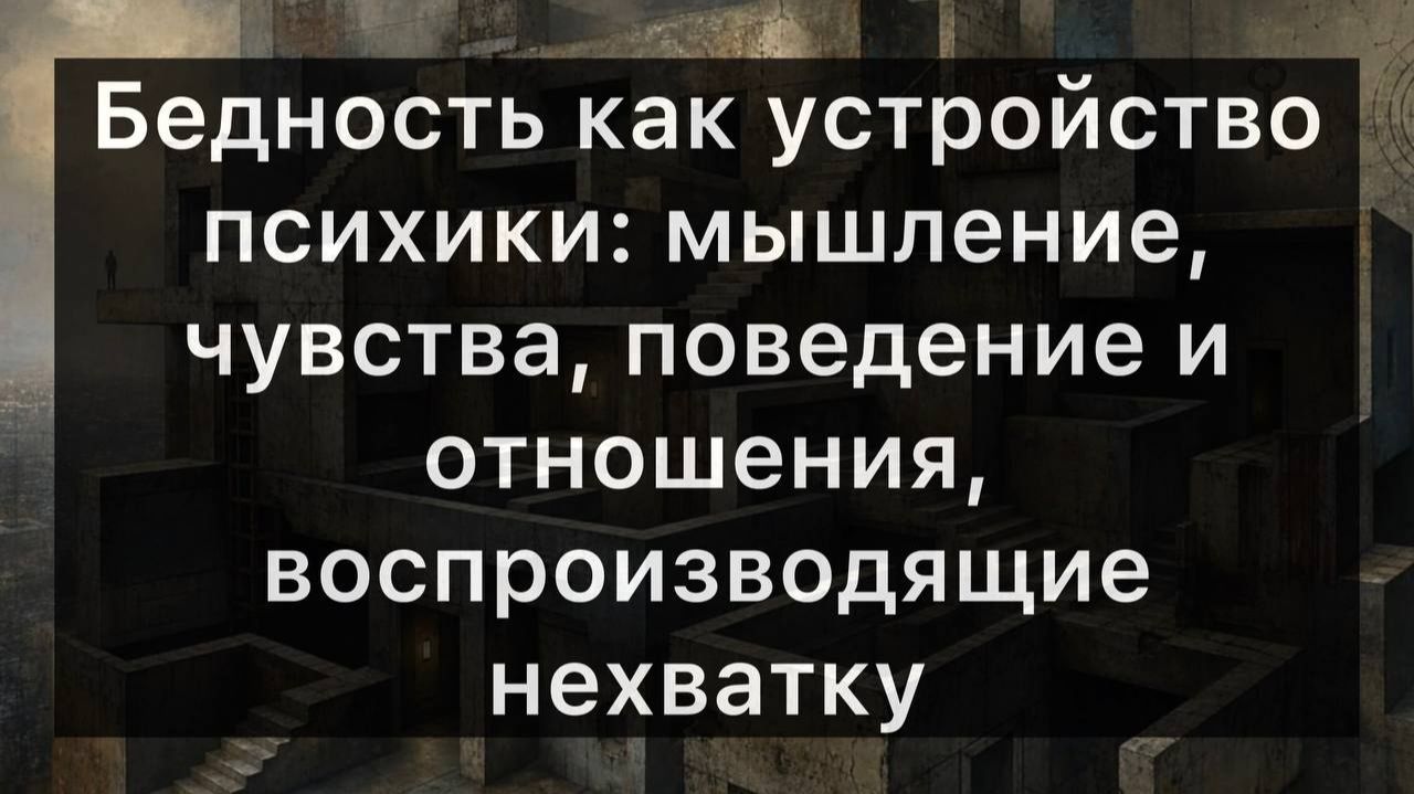 Бедность как устройство психики: мышление, чувства, поведение и отношения, воспроизводящие нехватку