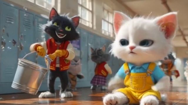 КОТЕНОК, КОТОРЫЙ ИЗНИМАЛИ В ШКОЛЕ хулиганы 😿СТАНОВИТСЯ СИЛЬНЫМ И МСТЕТ💪🏻#ai #catvideo