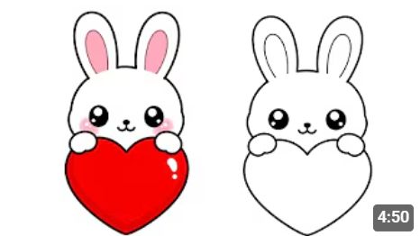 Как нарисовать милого зайчика, держащего сердечко ❤️🐰