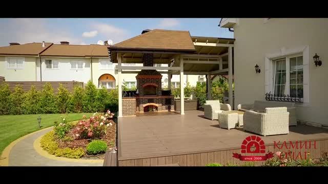 Открытая беседка для кирпичной печи барбекю