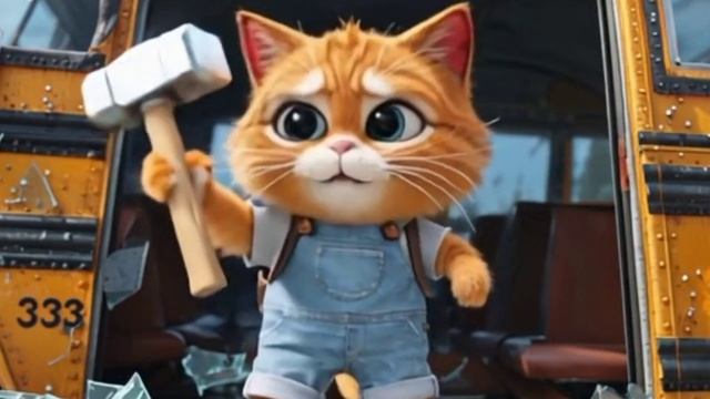 КОТЕНОК И АВТОБУСНЫЙ МОНСТР #cat #ai #catlover #catvideos #cutecat #aicat