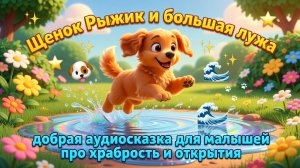 🐶🌊 Щенок Рыжик и большая лужа — добрая аудиосказка для малышей про храбрость и открытия ✨🐾