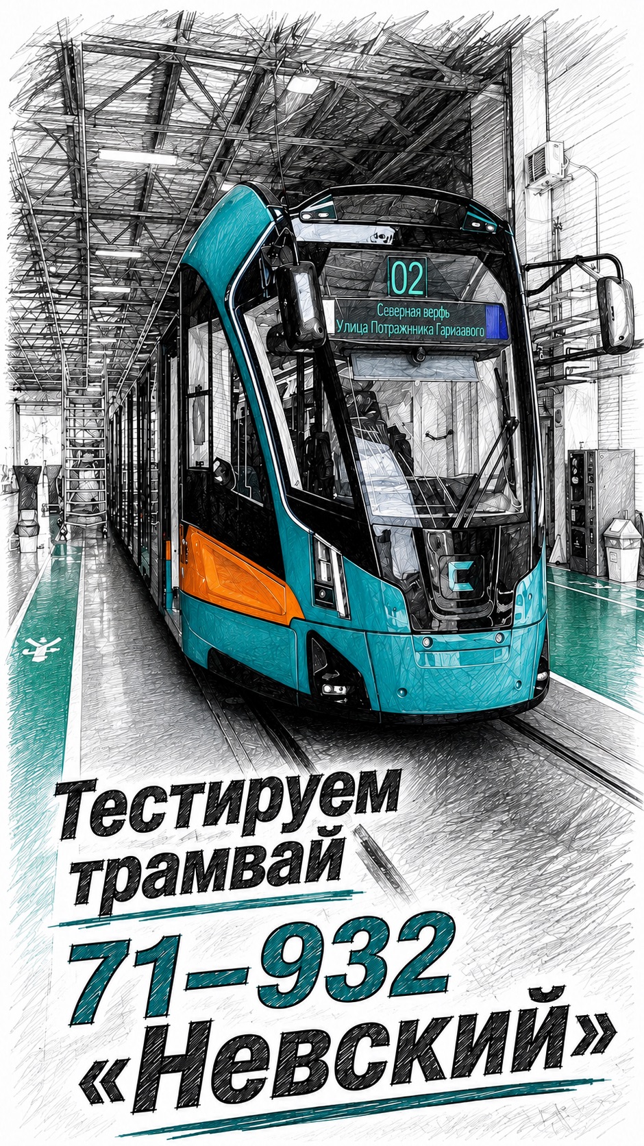 Тестируем трамвай 71–932 «Невский» на маршруте через КАД в СПб