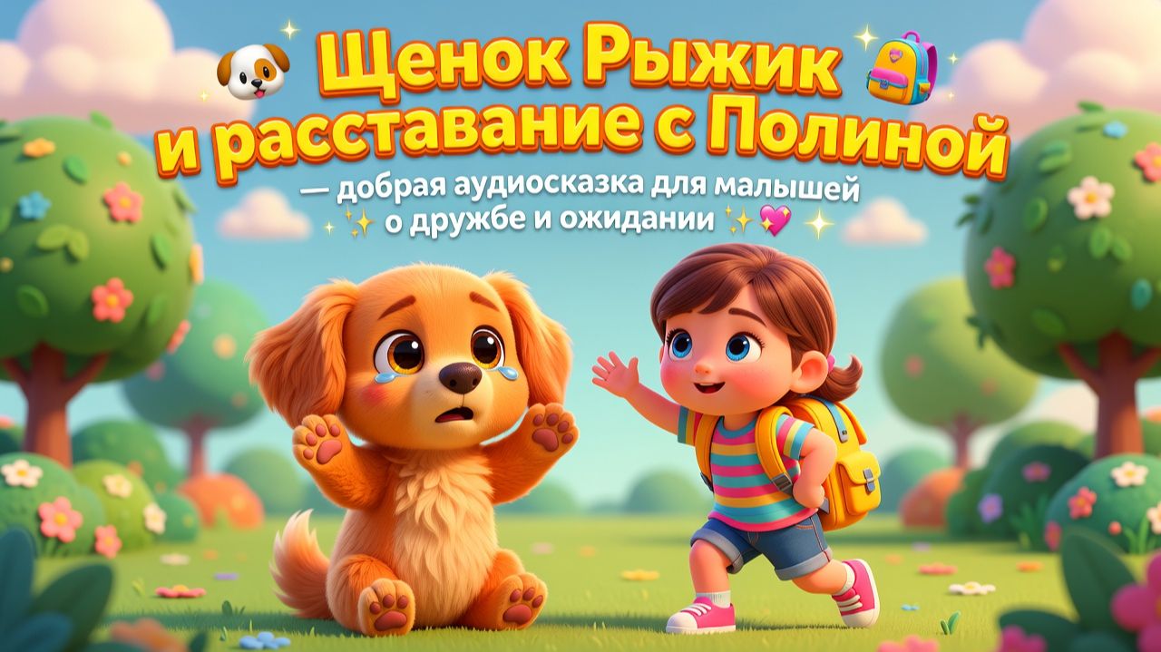 🐶🎒 Щенок Рыжик и расставание с Полиной — добрая аудиосказка для малышей о дружбе и ожидании ✨💖