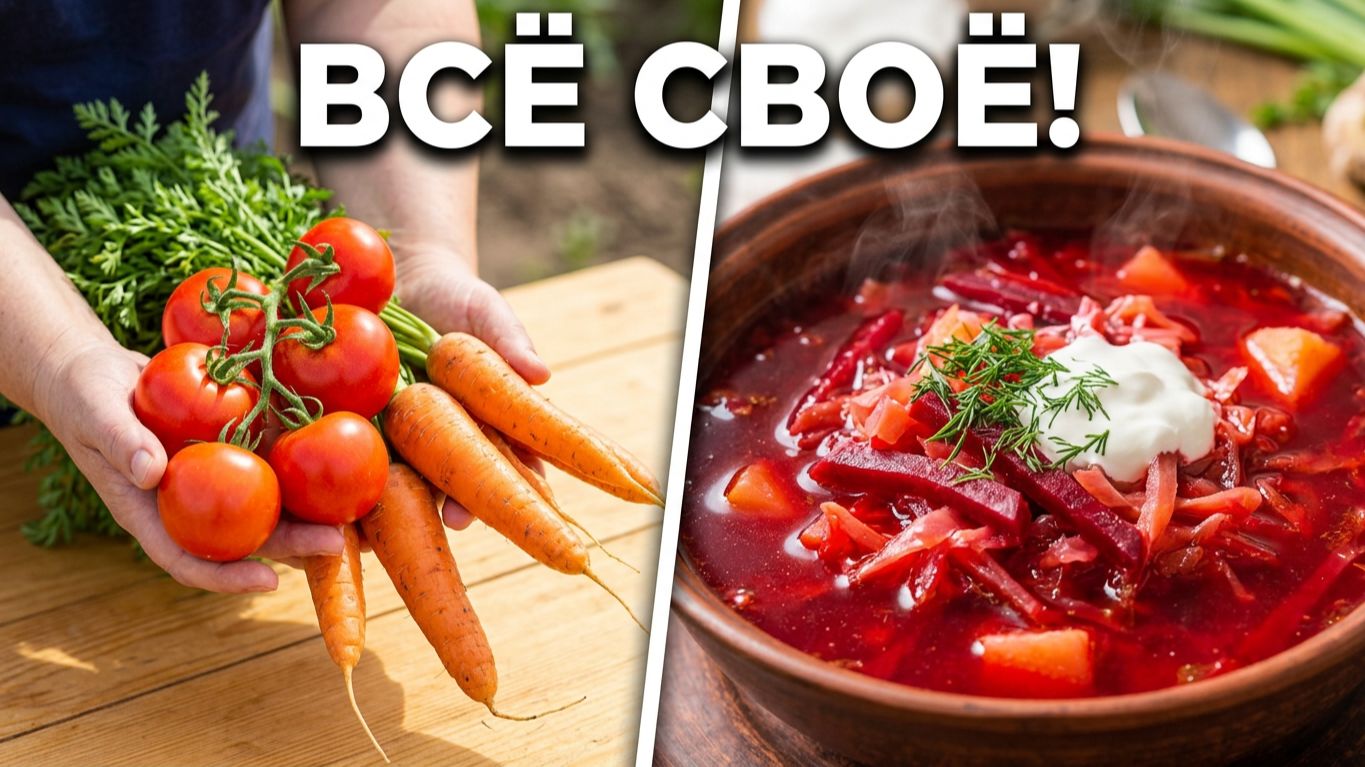 Самый вкусный борщ из домашних овощей