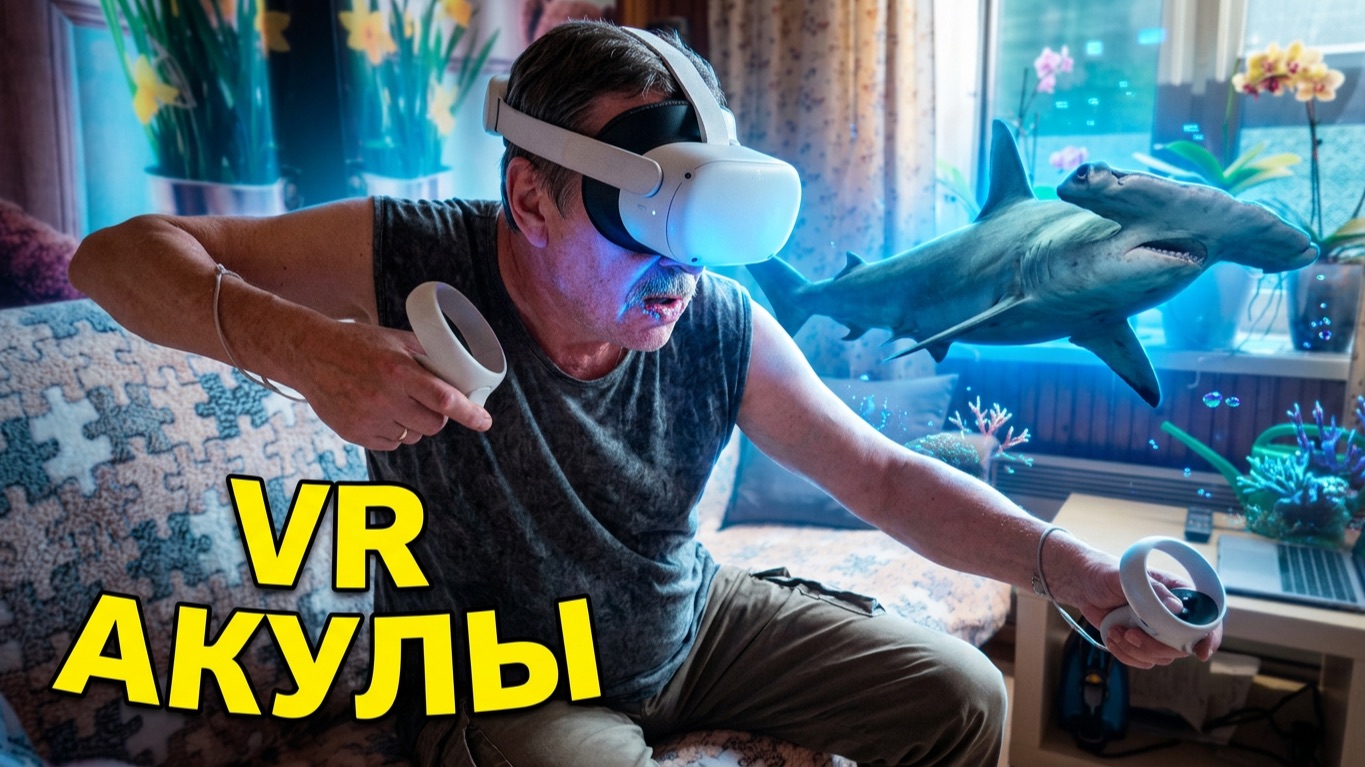 VR рыбалка на акул, теперь сломалась люстра, папа ищет свет в строймагазине 🦈💡