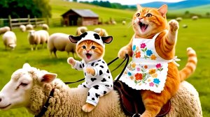Мама кошка и котенок в гостях у овечек ❤️ Милые ИИ Мультики для Детей