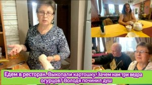 Едем в ресторан. Выкопали картошку. Зачем нам три ведра огурцов. Володя душ починил