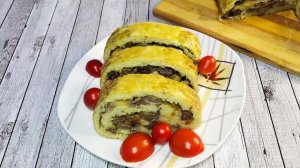 Вкусный Рулет из Картошки с Грибами и Сыром!  Рецепт и Приготовление