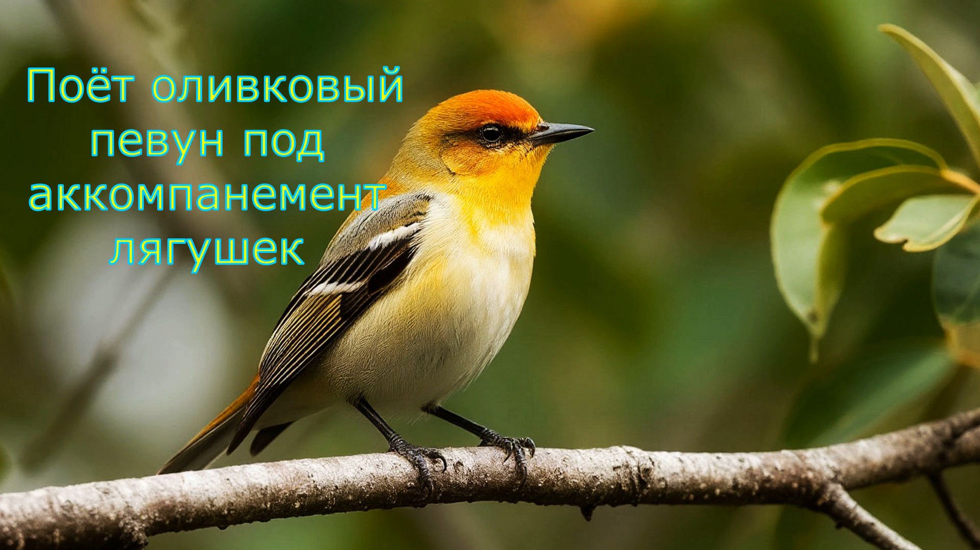 Болотная мелодия: послушай как поёт оливковый певун под аккомпанемент лягушек