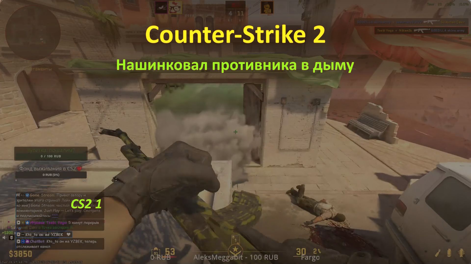 Нашинковал противника в дыму в Counter-Strike 2