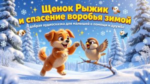 🐶🐦 Щенок Рыжик и спасение воробья зимой — добрая аудиосказка для малышей о помощи и дружбе ✨❄️