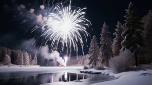 Зимняя сказка: салют над снежным лесом! ❄️🎆 Магия ночного неба ✨