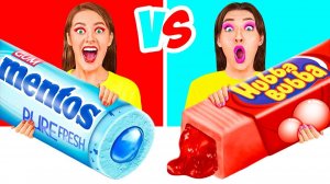 Красная еда vs Синяя еда Челлендж # Эпичная Битва с Едой