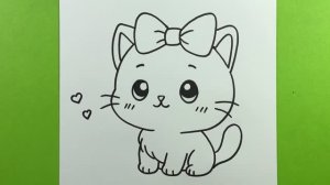 Рисунок милой кошки, как нарисовать простую кошку шаг за шагом, простые уроки рисования