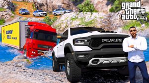 ОТЕЦ И СЫН В GTA 5 - ВЫТАЩИЛ ГРУЖЕНЫЙ КАМАЗ ИЗ РЕКИ НА DODGE RAM TRX! ВОДИТЕЛЬ УТОПИЛ ТЯГАЧ! 🌊ВОТЕР