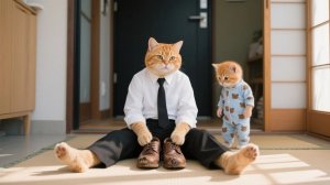У папы-кота нет подходящей обуви, рыжий котенок и мама-кошка тайно покупают ему новые 👟❤️🐾