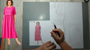Моделирование. Свободное платье из жатого хлопка с завышенной талией. Выкройка № 2175.