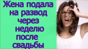 Жена подала на развод через неделю после свадьбы. Истории из жизни