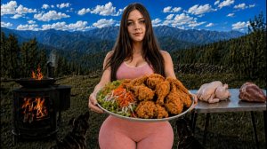 Этот жареный цыпленок просто восхитителен! Говяжье сердце и свежий салат по-деревенски.