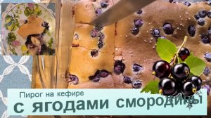 Пирог на кефире с ягодами смородины (заливной) .