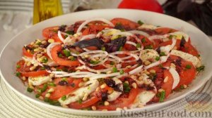 САЛАТ ИЗ ПОМИДОРОВ, ЯИЦ И МОЦАРЕЛЛЫ