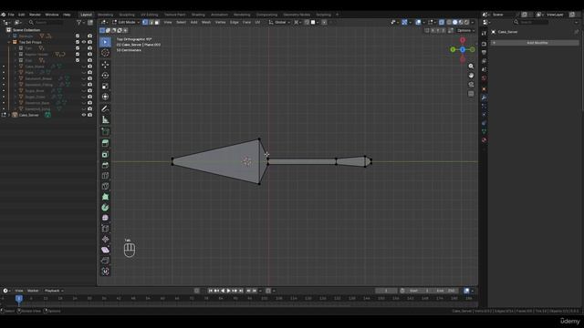 Game Props! 3D Modeling & Texturing For Beginners In Blender 15. Modeling The Cake Server And Spoon