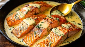Простой и быстрый рецепт лосося с соусом из укропа