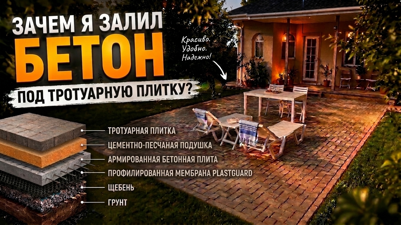 Зона отдыха из тротуарной плитки на бетонном основании — своими руками, пошагово