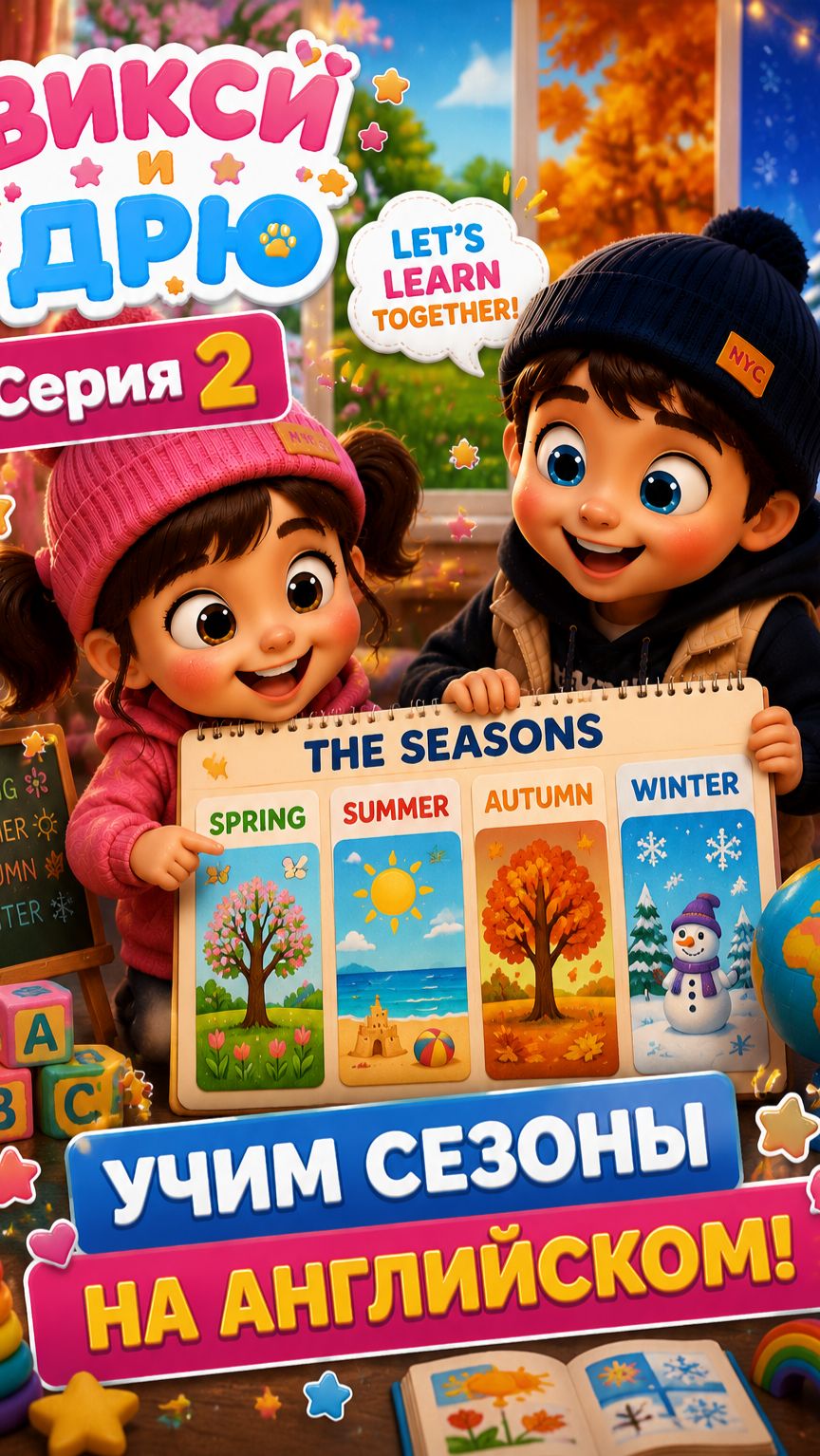 🌎 Викси и Дрю учат времена года на английском! #Shorts