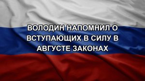 Володин напомнил о вступающих в силу в августе законах