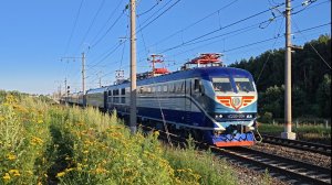 Посвистели и поморгали. ЧС200-004 с туристическим поездом 956А проследует перегон Подсолнечная-Клин.