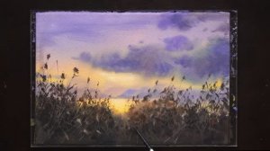 Мастер-класс по акварели 🎨 Как нарисовать «Тишину горизонта». Расслабляющая картина для начинающих