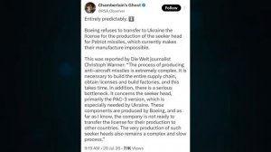 2026-07-31 Boeing Crushes Zelensky Dream. Tusk Says No To Article 5. China Denies Missiles To Iran
