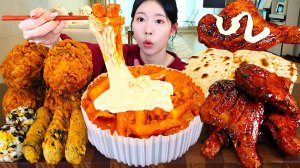 Мукбанг - жареная курица и токпокки - еда на камеру, корейский стиль