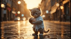 Крошечный бездомный котенок спасает брошенного малыша