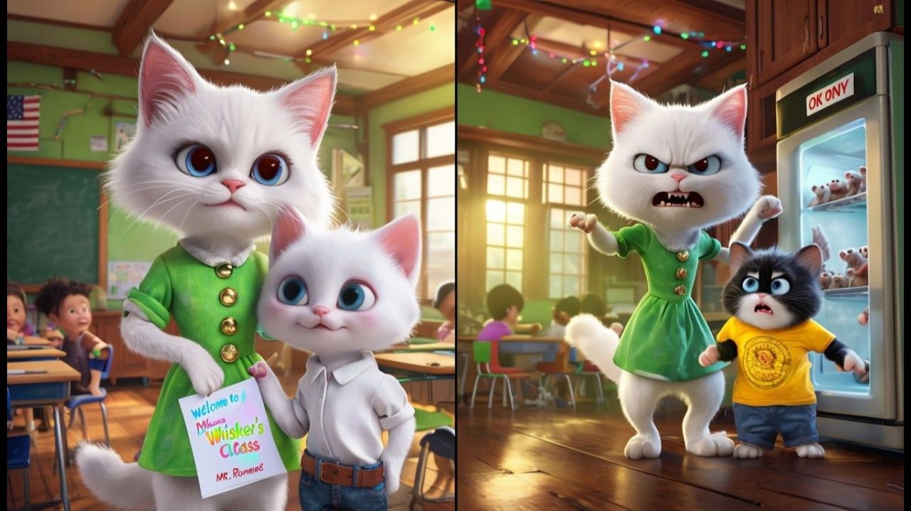 ЖЕСТОКИЙ УЧИТЕЛЬ-КОТ НЕСПРАВЕДЛИВОСТНО ОБРАЩАЕТСЯ С КОТЯТАМИ 😿#ai #catvideos #cats #cuteca