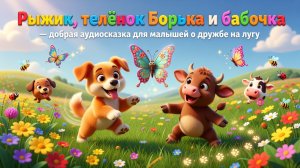 🐶🐮🦋 Рыжик, телёнок Борька и бабочка — добрая аудиосказка для малышей о дружбе на лугу ✨🐾