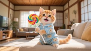 Рыжий котёнок бросает все конфеты 🍭 Но мама-кошка создаёт что-то ещё слаще 💛🐾
