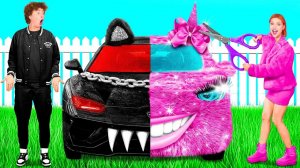 Розовая машина vs Черная машина Челлендж # Сумасшедшие Идеи для Пранков